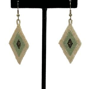 Handmade Beaded Diamond Shaped Earrings